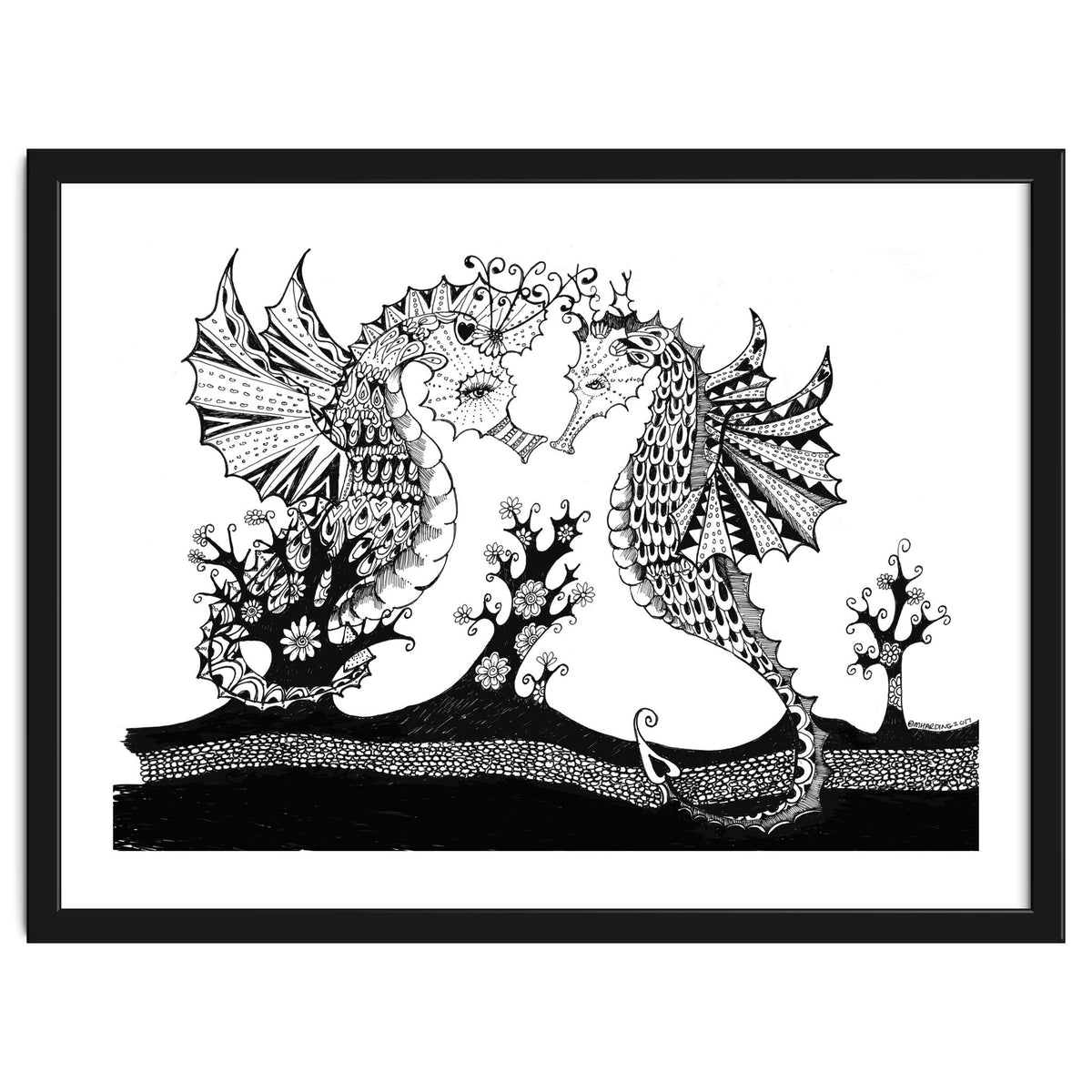 Seahorse Dragons Love Illustration