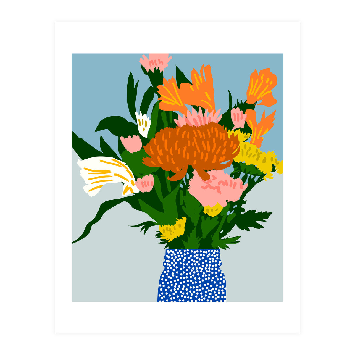 Potted Happiness | Flower Pot Botanical Floral Still Life | Eclectic Plants Modern Bohemian Décor (Print Only)