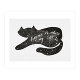 Watercolor galaxy cat - black and white (Print Only) thumbnail