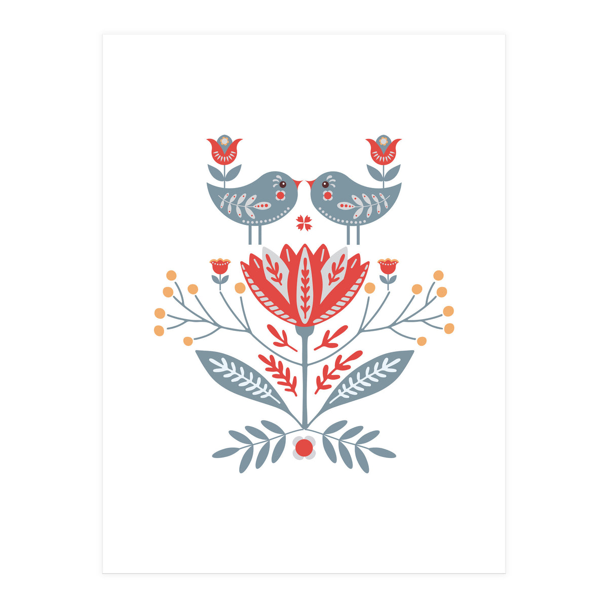 Scandinavian Folk Birds & Flowers (Print Only)