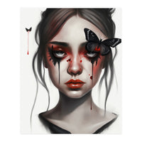 Goth Girl With Butterflies Portrait (Print Only)