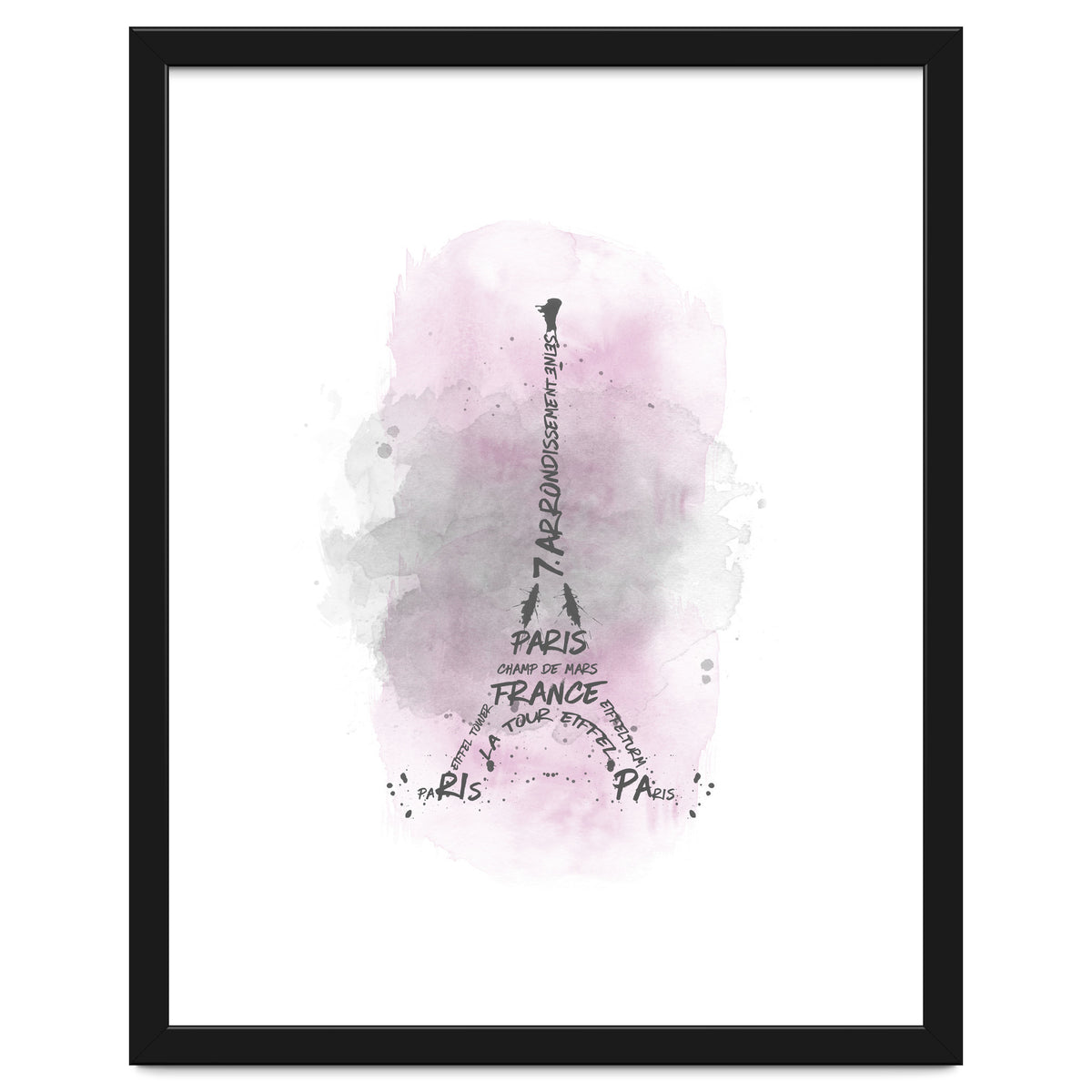 Watercolor Art Eiffel Tower | pink