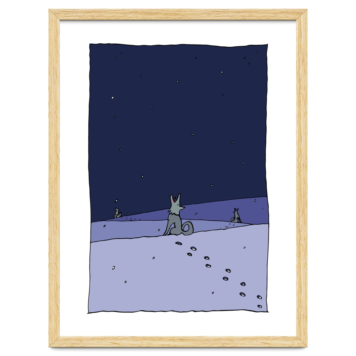 Dogs in Winter Night