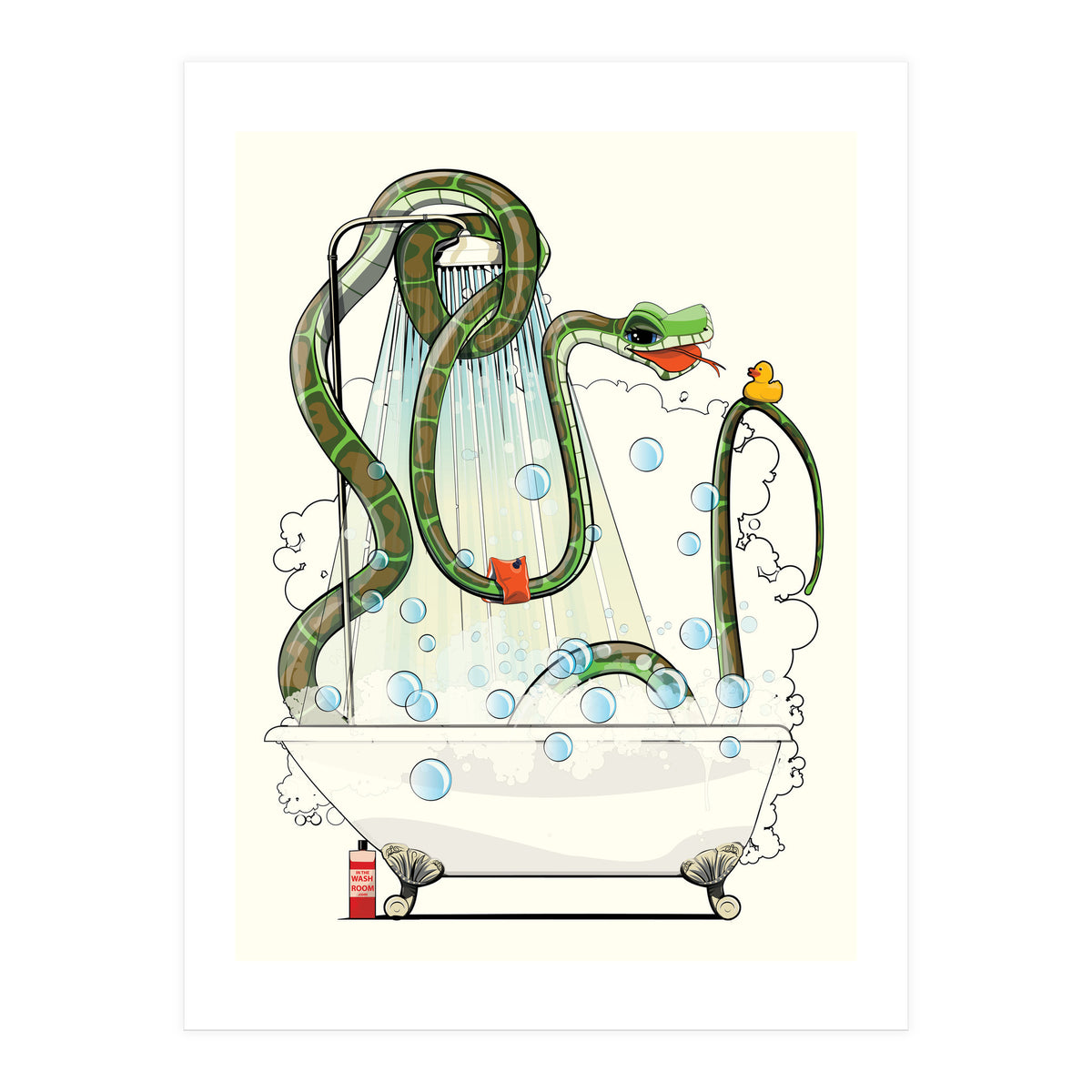 Snake in the Bath, Funny Bathroom Humour (Print Only)