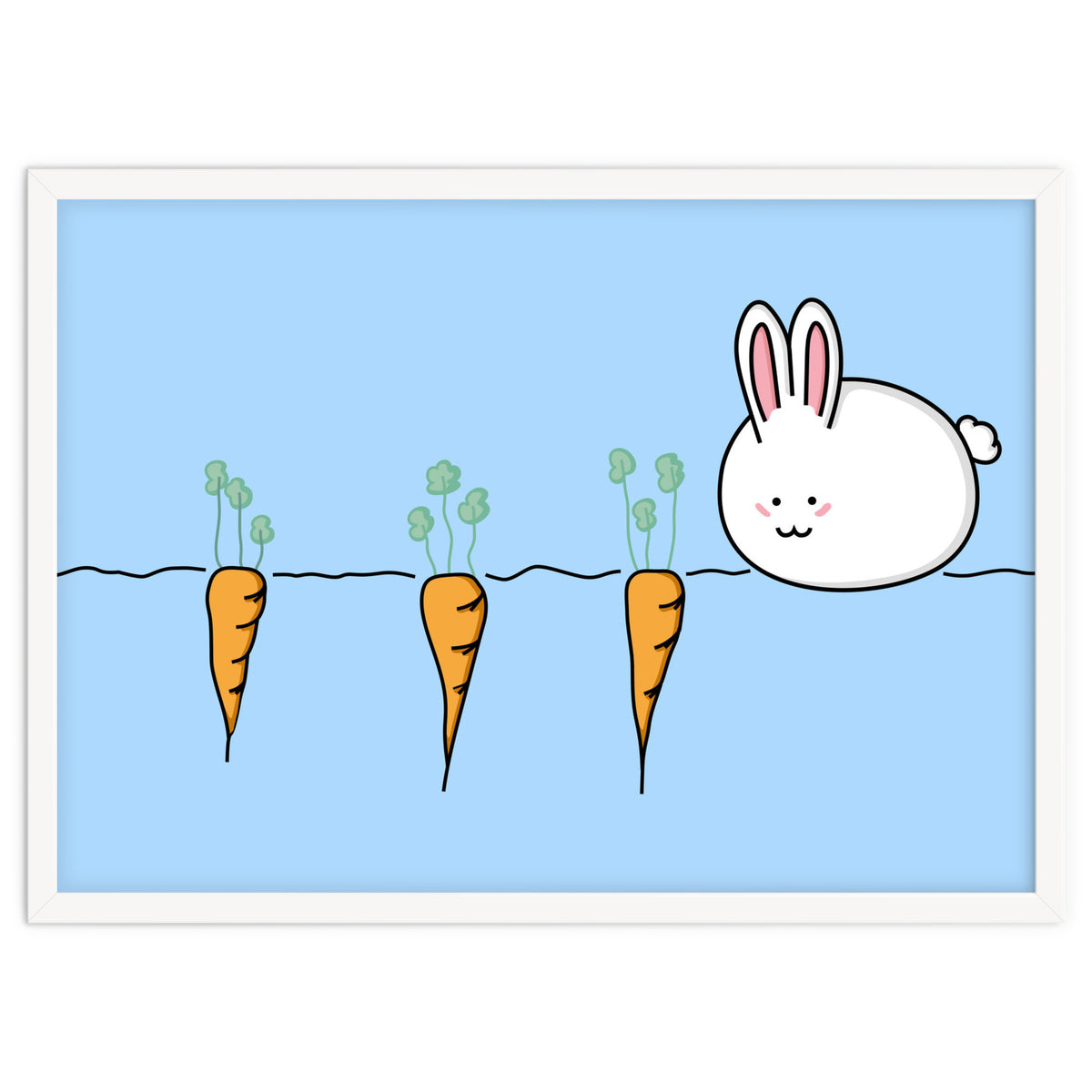 Kawaii Cute Rabbit With Carrots