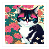 Pawsome, Curious Cat Pets, Animals Vintage Illustration, Whimsical Botanical Nature Wild, Bohemian Garden Floral (Print Only) thumbnail