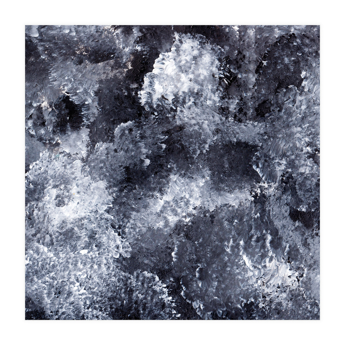 Modern Black White Acrylic Paint Brushstroke Ocean Waves (Print Only)