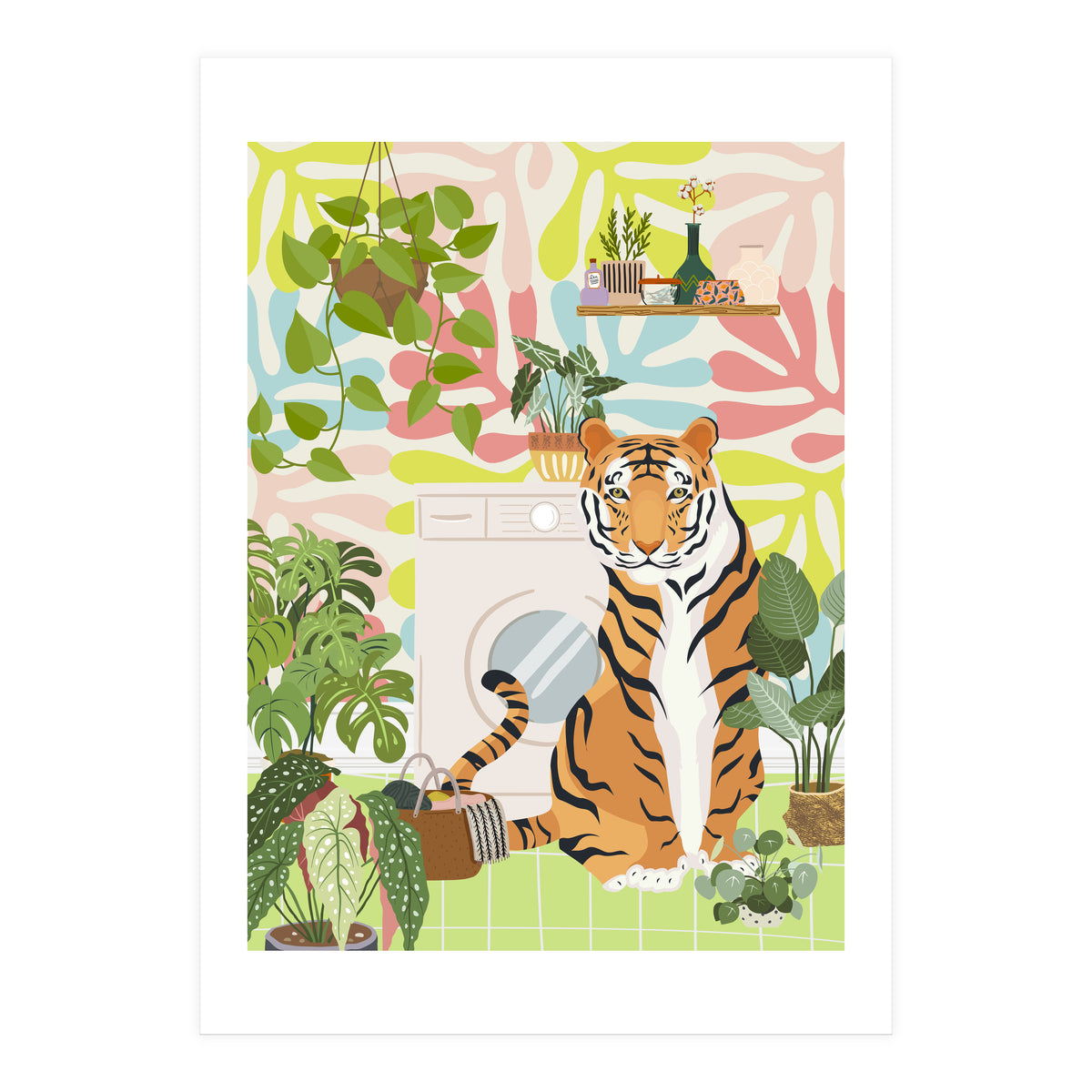 Tiger in Matisse Style Bathroom (Print Only)