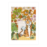 Tiger in Groovy Laundry Room (Print Only)