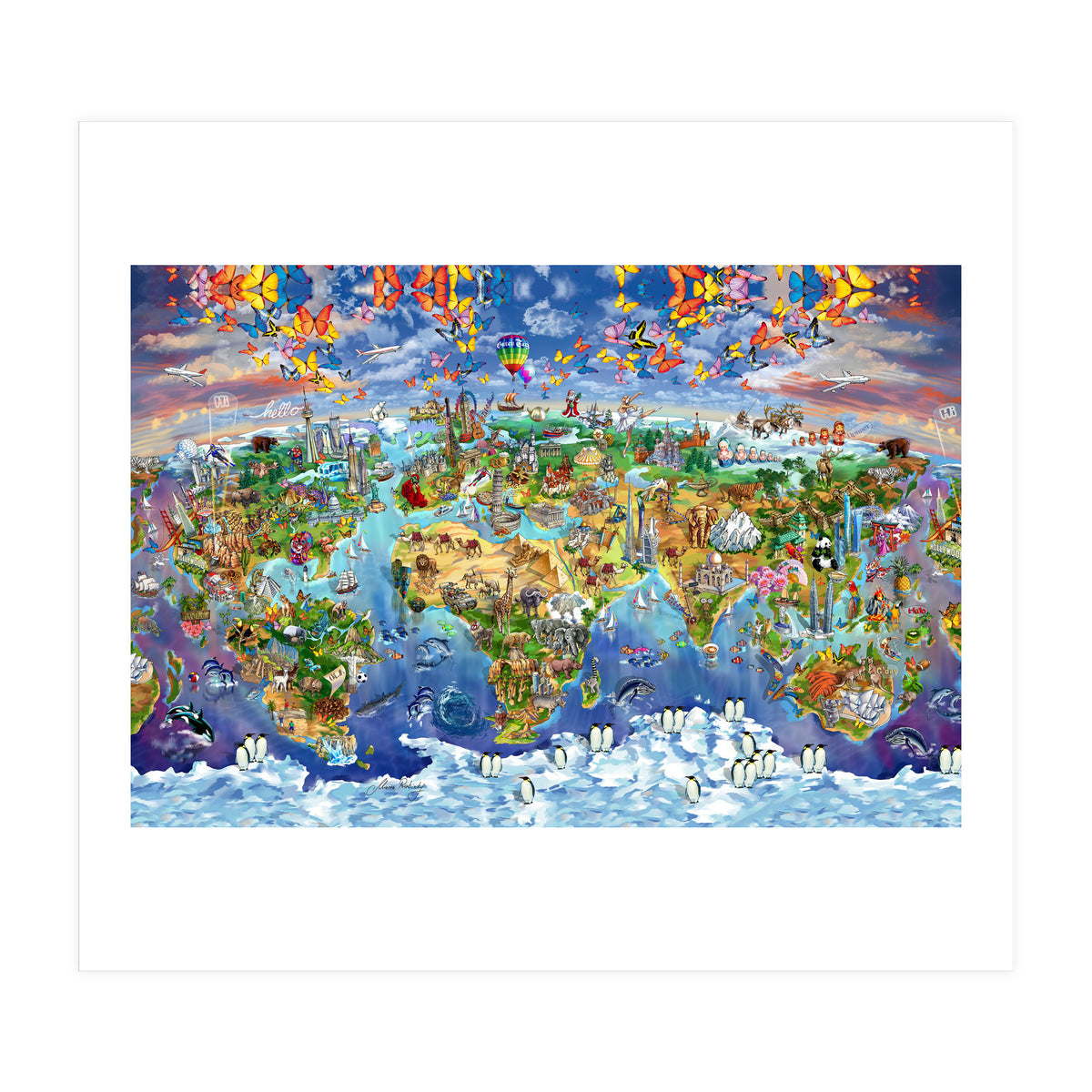 World Wonders Illustrated Map (Print Only)