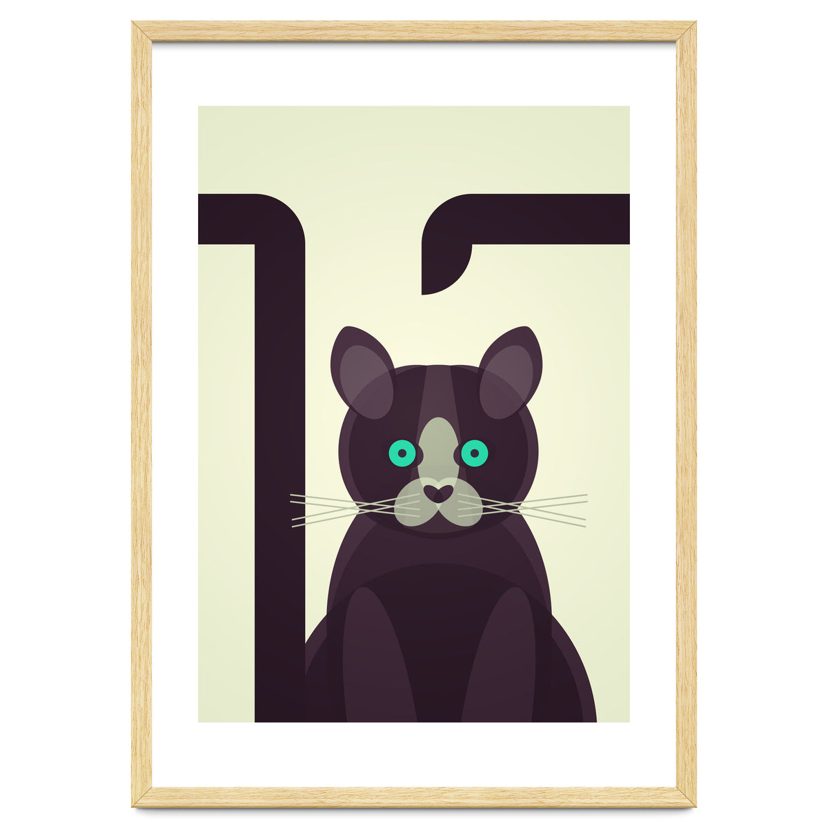 Mid Century Geometric Black Cat