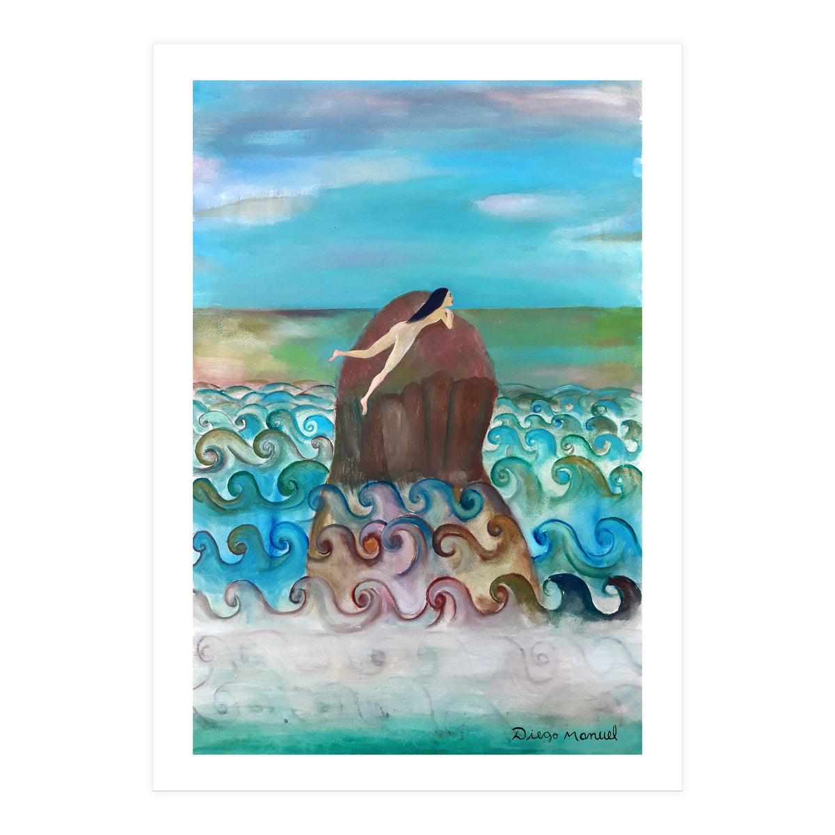 Chica Tomando Sol (Print Only)