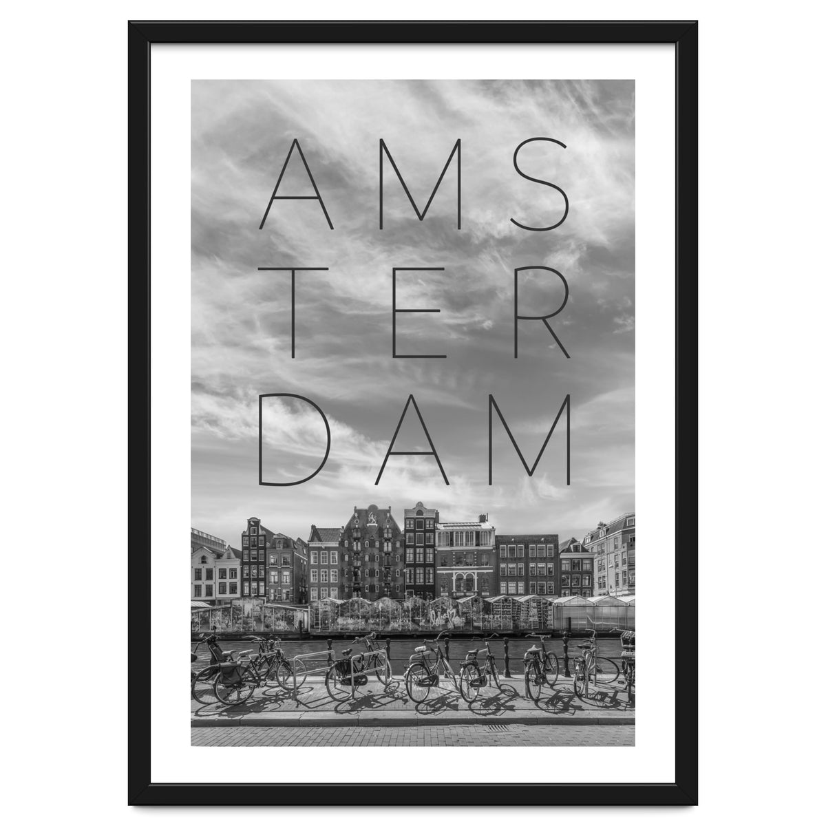 AMSTERDAM Singel Canal with Flower Market | Text & Skyline