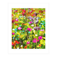 Meadow Flowers, Botanical Nature Landscape Painting (Print Only)
