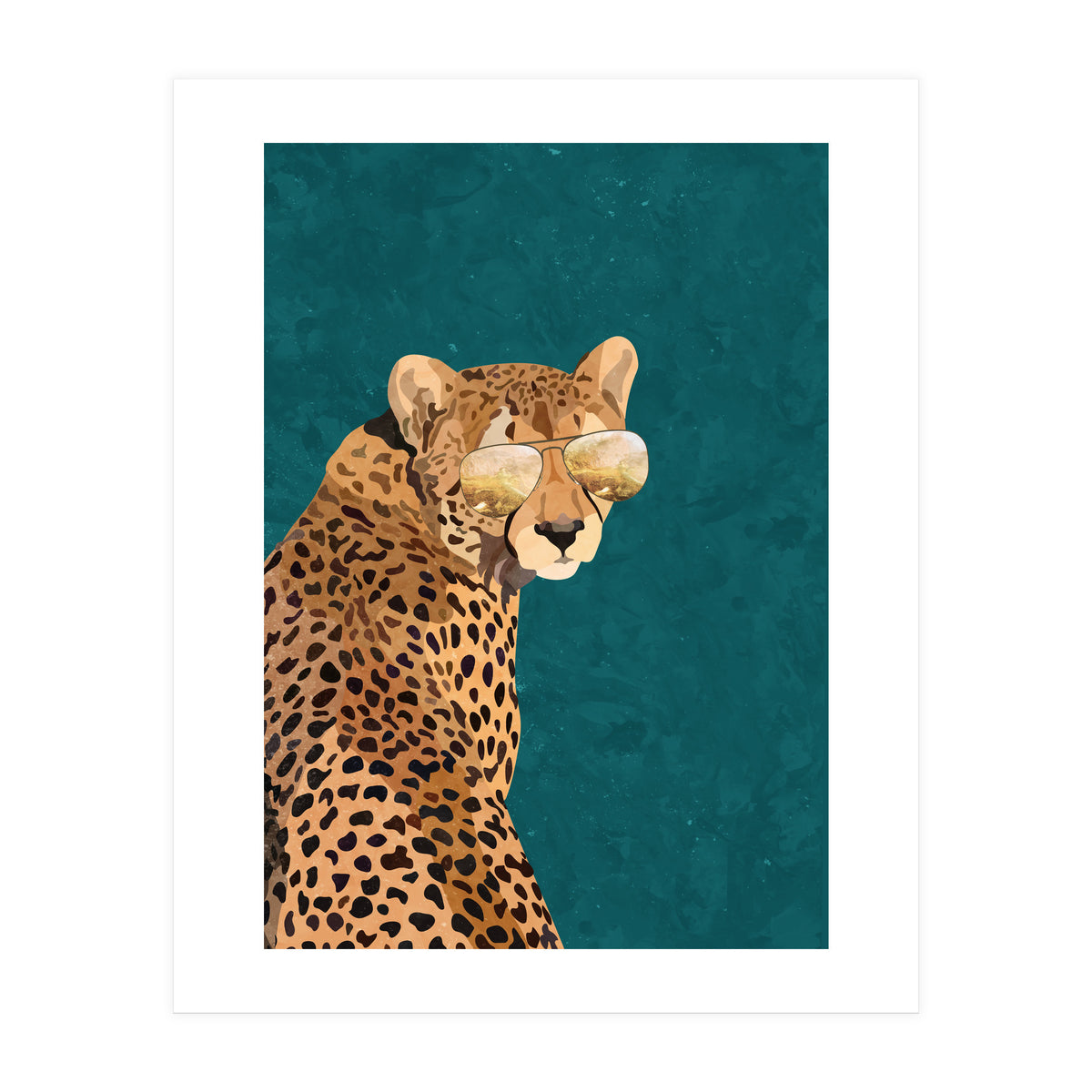 Cool Cat Cheetah Gold and Green (Print Only)