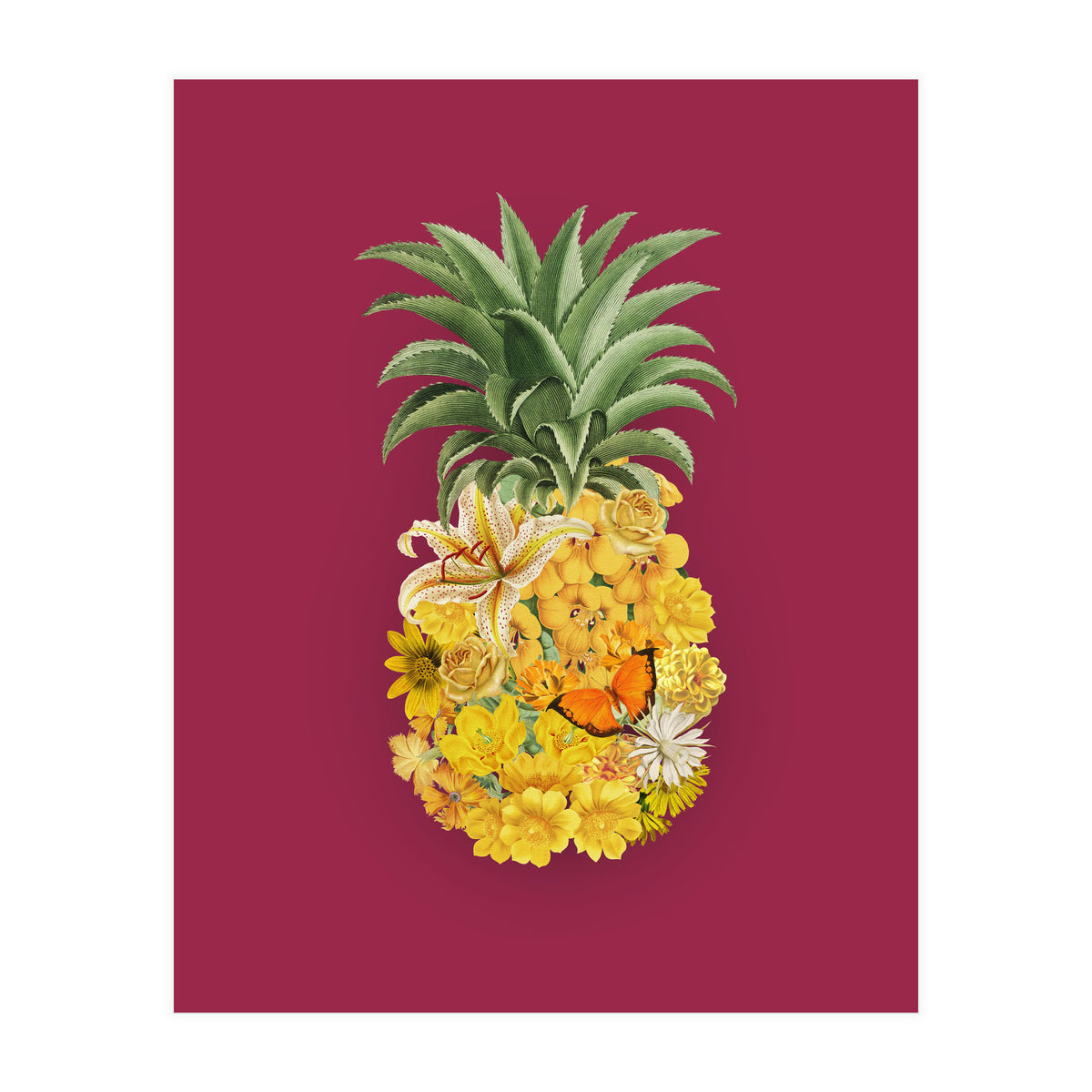 Pineapple Floral Pink (Print Only)