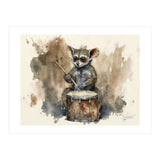 Bush Baby Playing Drum Watercolor Painting (Print Only) thumbnail