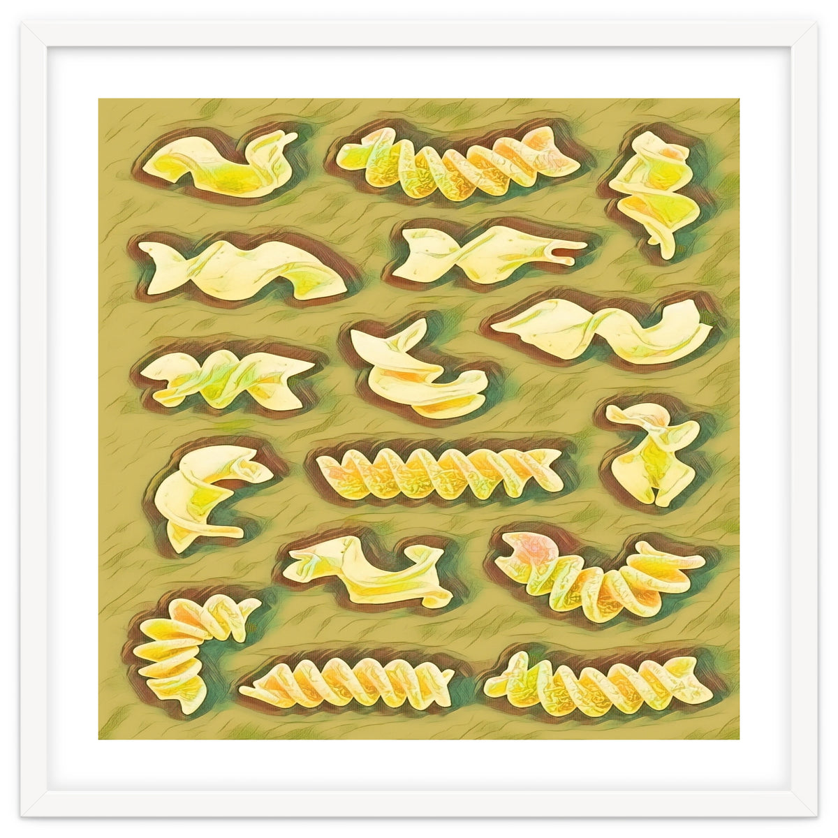 Pasta shapes fusilli and rotini