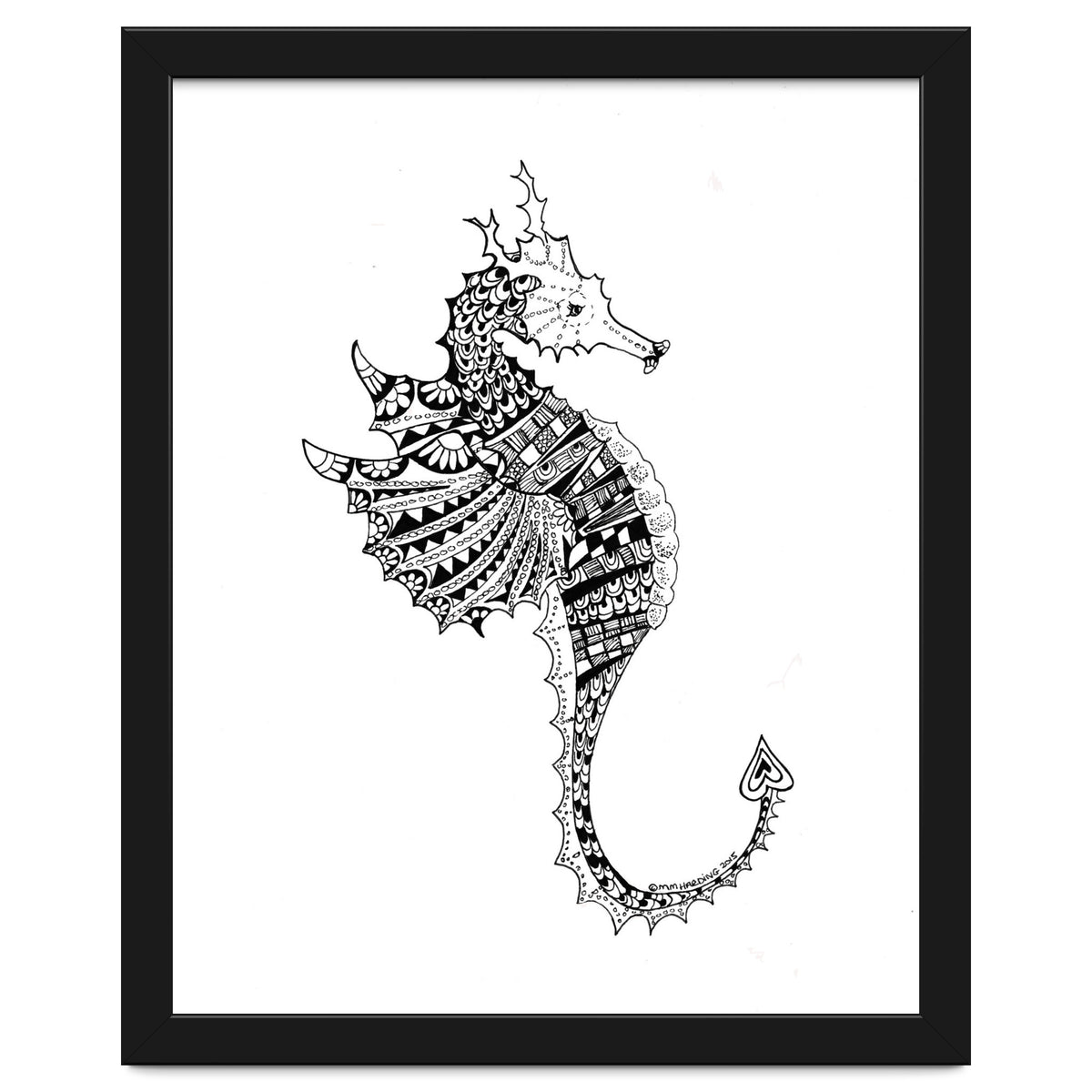 Seahorse Dragon Zen Doodle