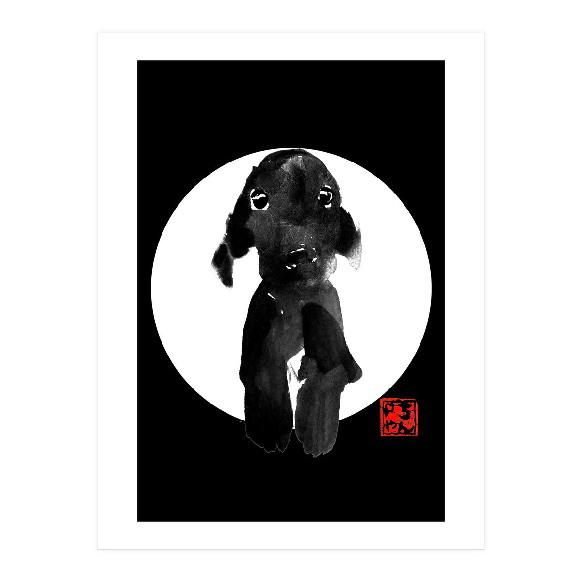 cute dog in white (Print Only)