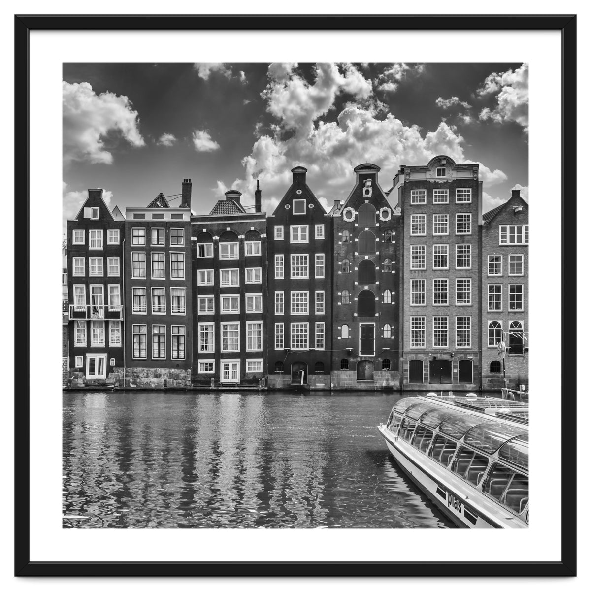 AMSTERDAM Damrak and dancing houses | Monochrome