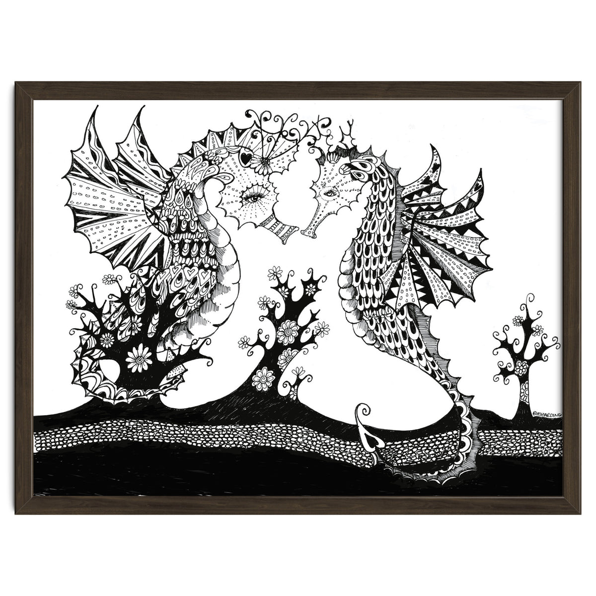 Seahorse Dragons Love Illustration