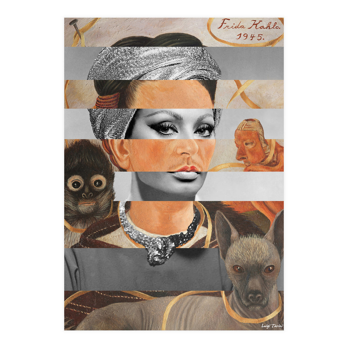 Self Portrait By Frida Kahlo & Sophia Loren (Print Only)