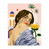 I Travel, I Become | Morocco Architecture Illustration, Bohemian Woman Tropical Sunflower Boho Palm  (Print Only) thumbnail
