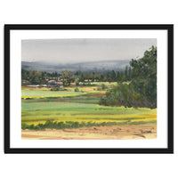 Sunny Landscape Painting Watercolor