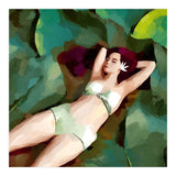 The Moment of Peace, Girl Woman on Lotus Leaf, Tropical Nature Botanical Watercolor Bohemian Painting (Print Only) thumbnail