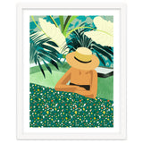 Chill, Modern Bohemian Black Woman Travel Illustration | Terrazzo Tropical Swimming Pool Fashion thumbnail