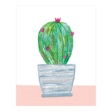 Painted Cactus In Blue Stripe Plant Pot (Print Only) thumbnail