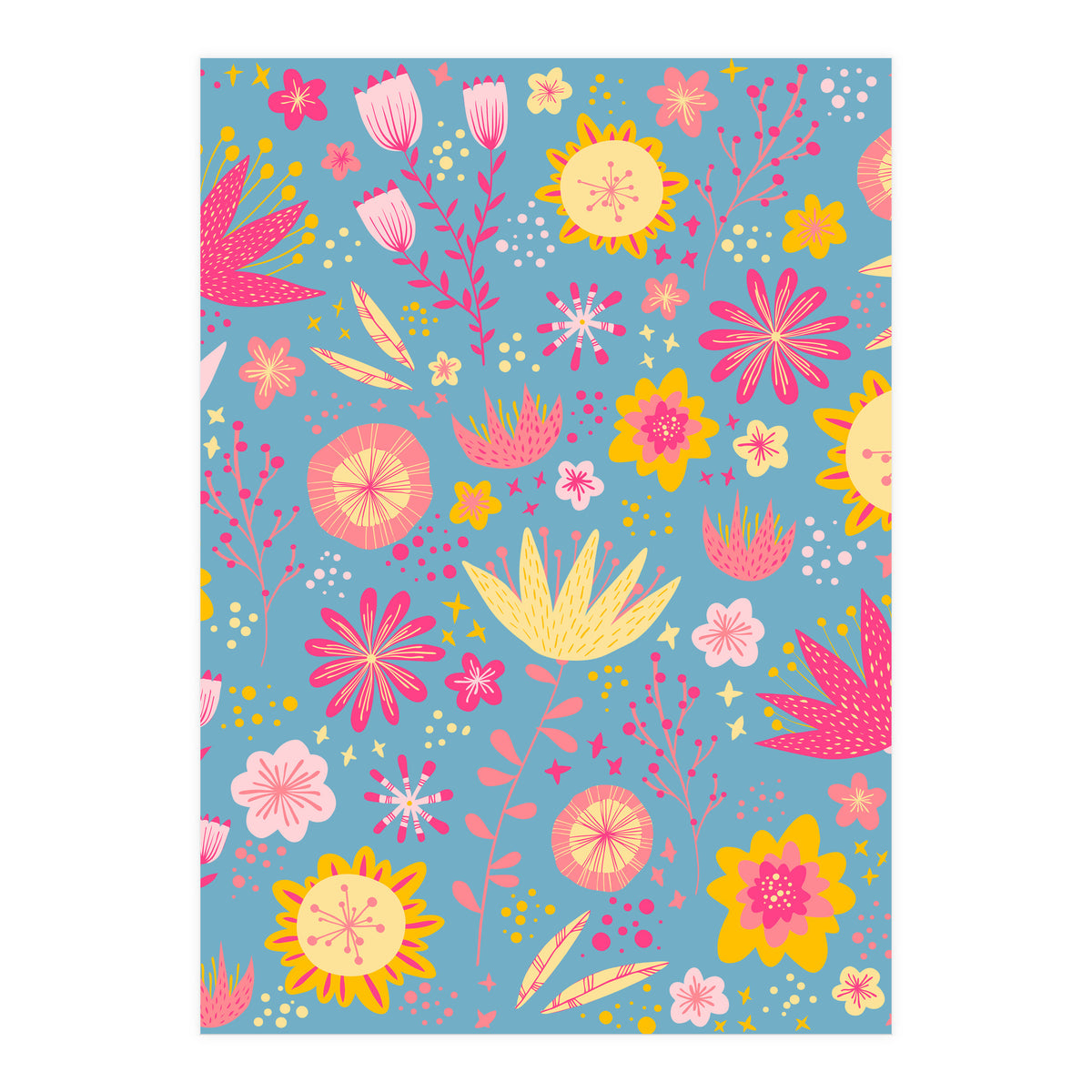 High Summer Flowers Teal (Print Only)