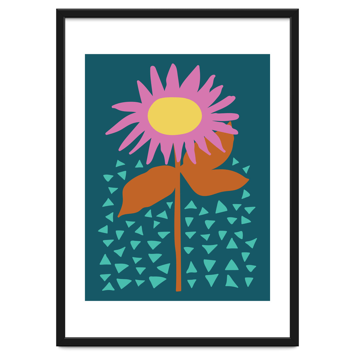 Pink Flower on Teal
