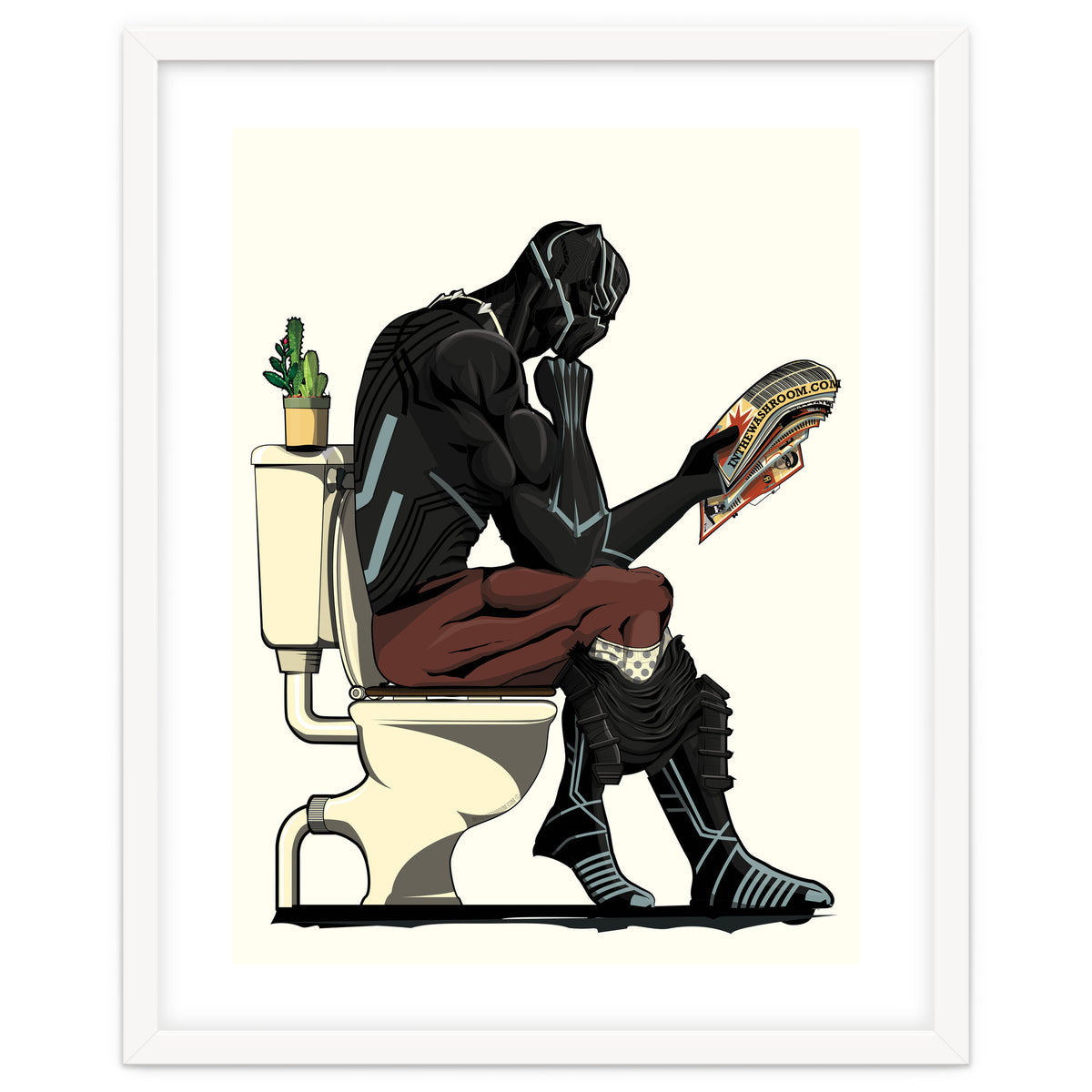 Black Panther on the Toilet, funny bathroom humour
