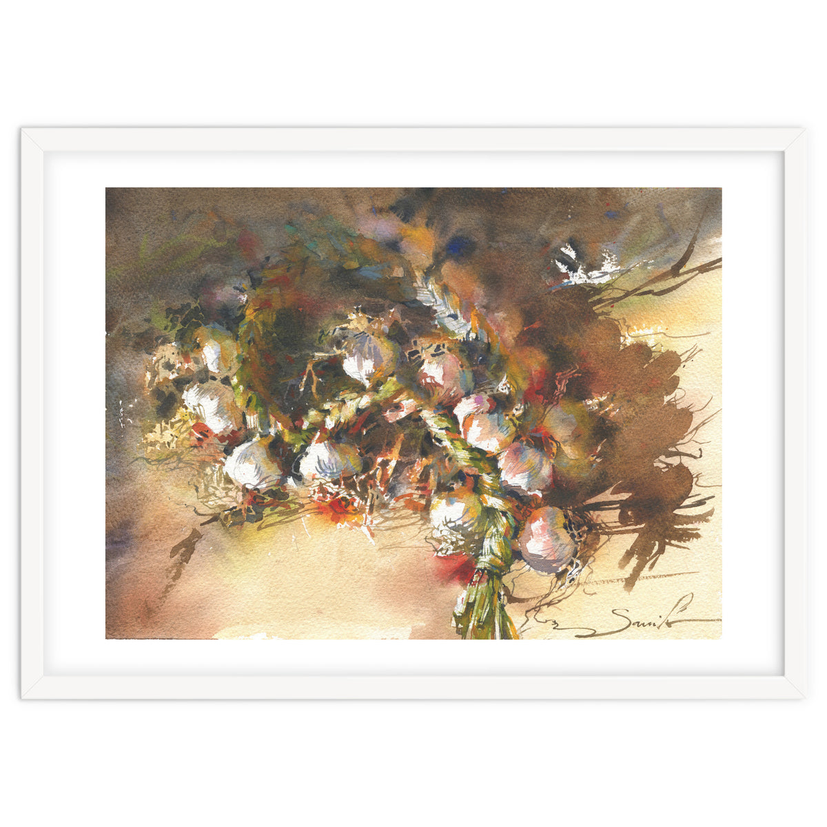 Still life garlic Watercolor