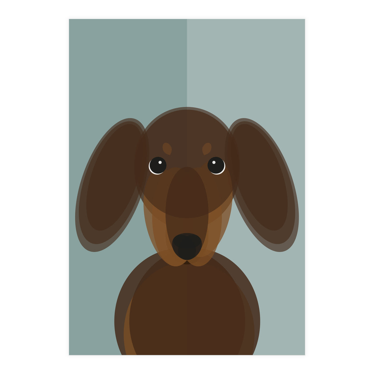 Mid Century Geometric Dachshund Dog (Print Only)