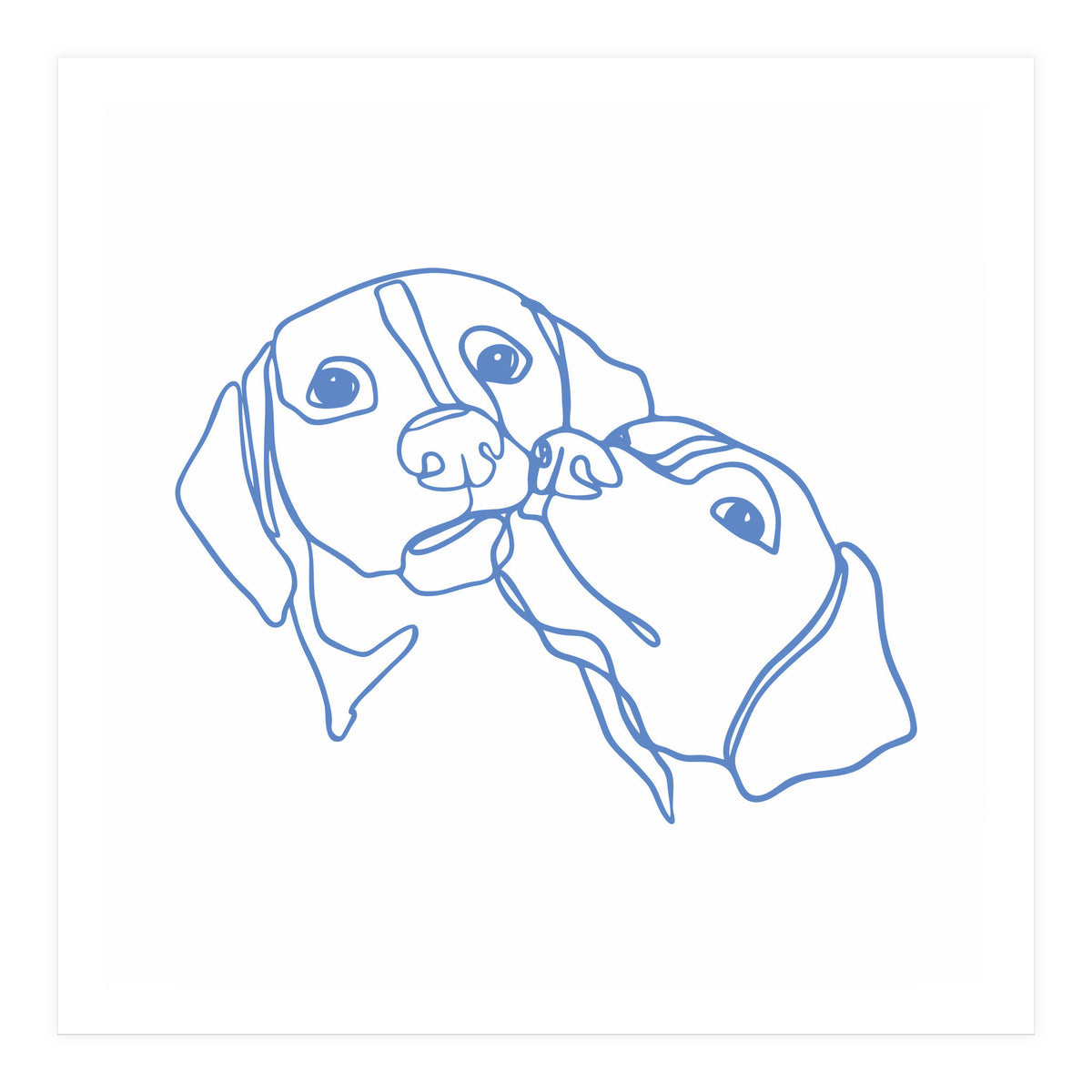 One Line Art Dogs Couple  (Print Only)