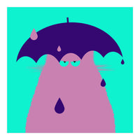 Lilac Cat With Umbrella  (Print Only)