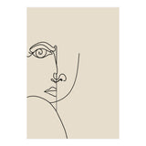 Looking Back : Moon Eyes, Abstract Face Line Art, Minimal Drawing Sketch People Scandinavian Neutral (Print Only) thumbnail