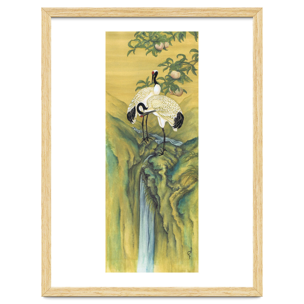 Cranes At The Top Of A Waterfall