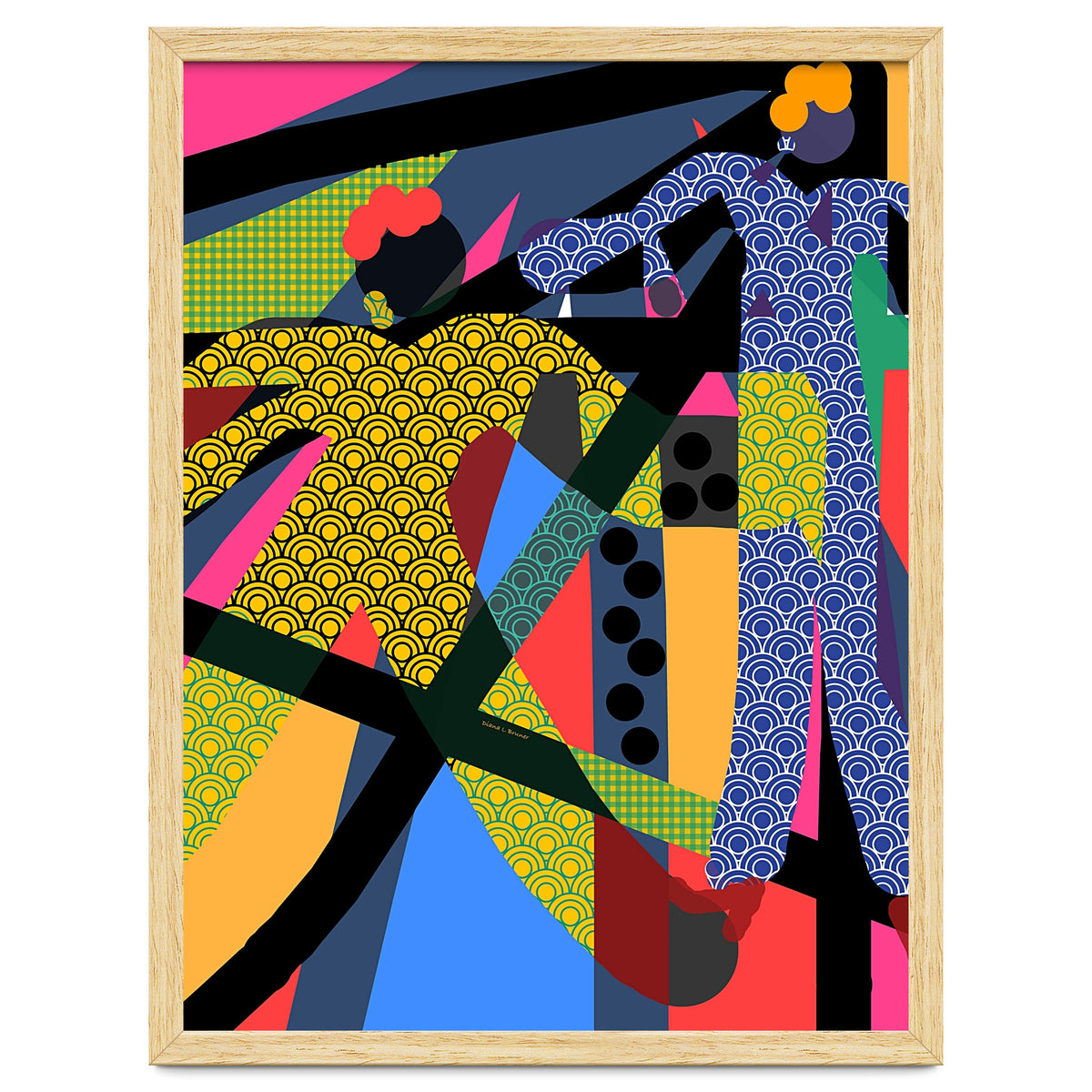 LADIES WEARING YELLOW AND BLUE PATTERNS