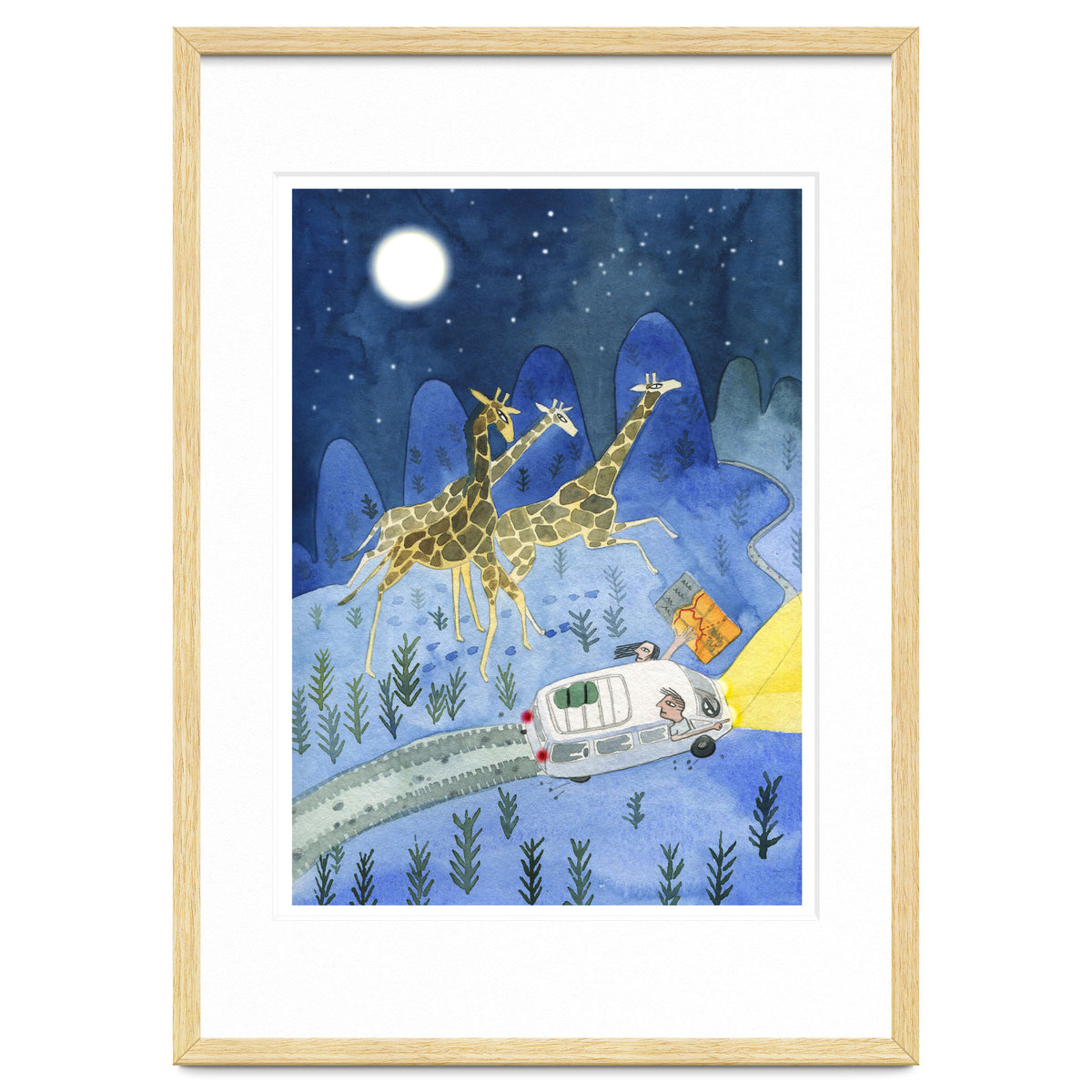 Giraffes In Moonlight