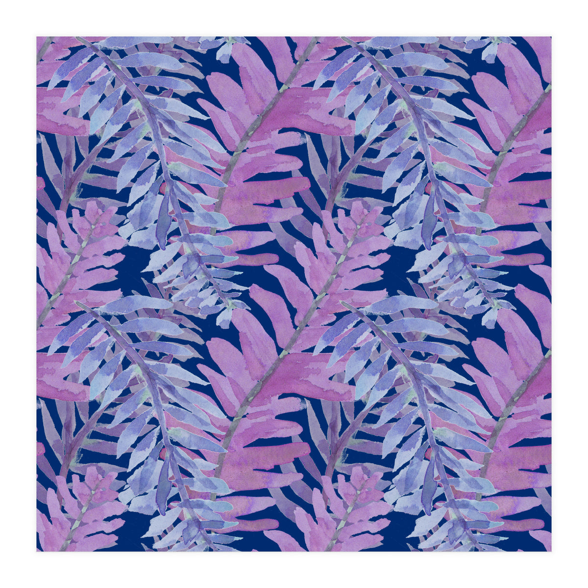 Woodland Ferns in Blue (Print Only)