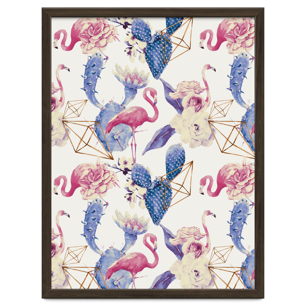 Flamingos, geometric and flowers 02