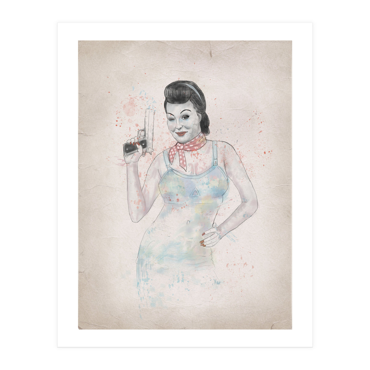 Posing With Gun (Print Only)