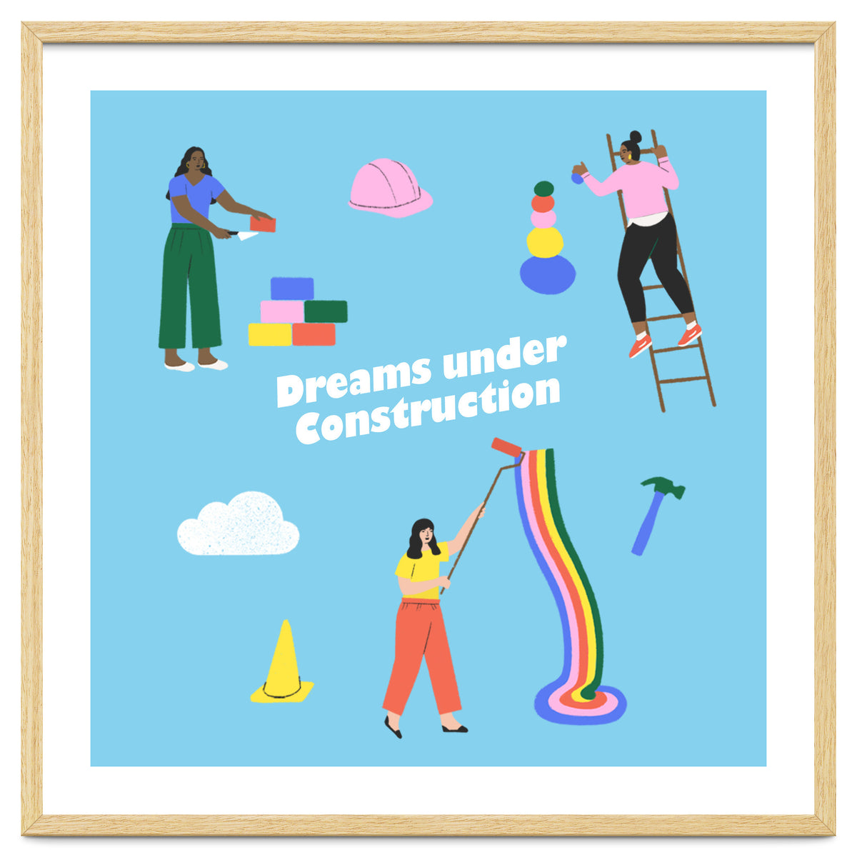 Dreams Under Construction Square Blue