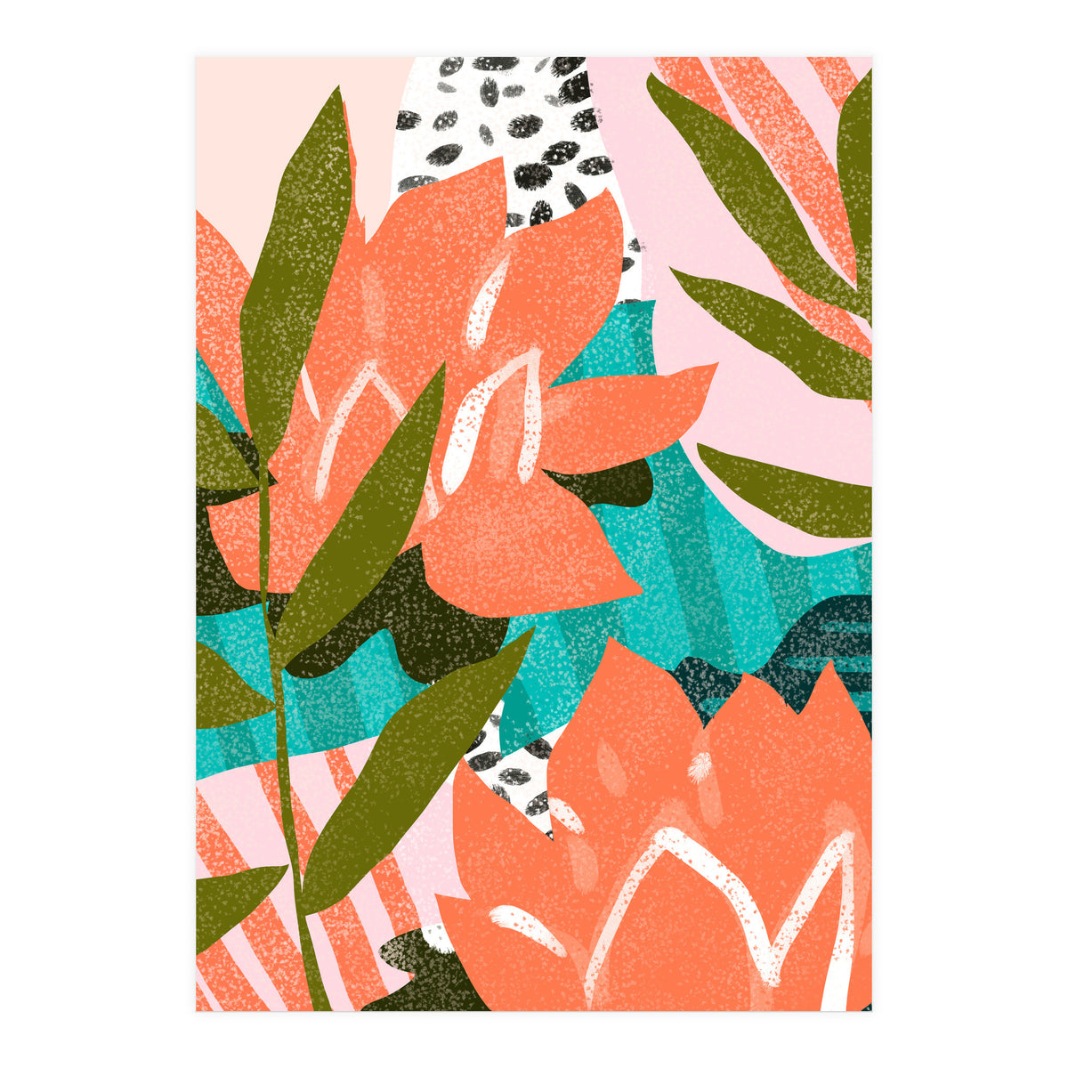 Forever in My Garden | Abstract Botanical Nature Plants Floral Painting | Quirky Modern Contemporary (Print Only)