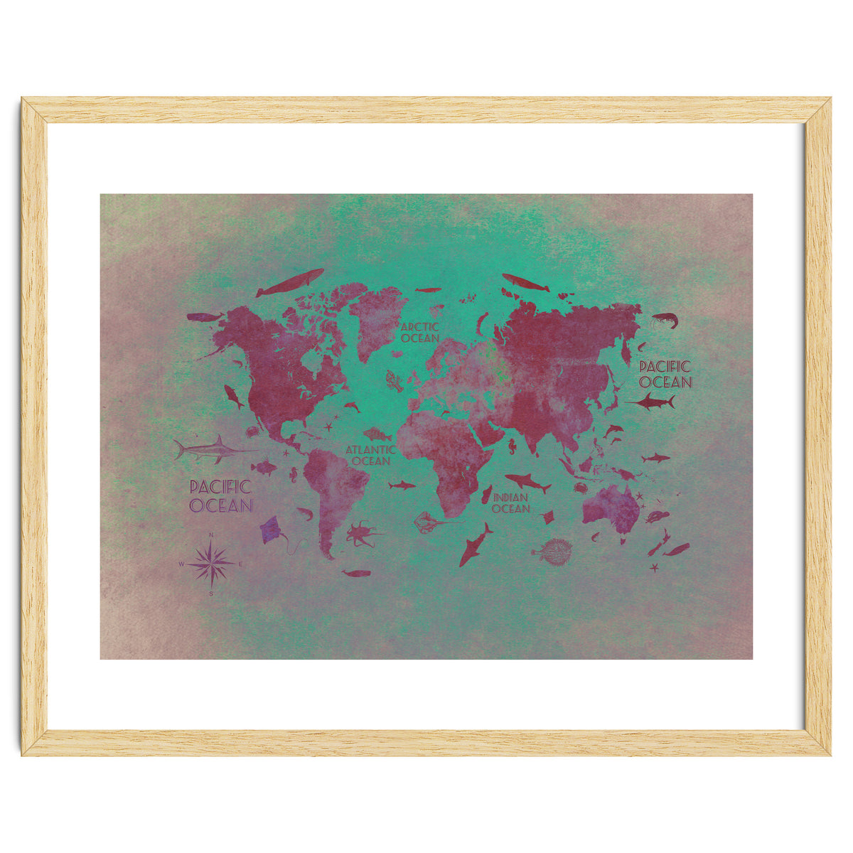 World Map text green