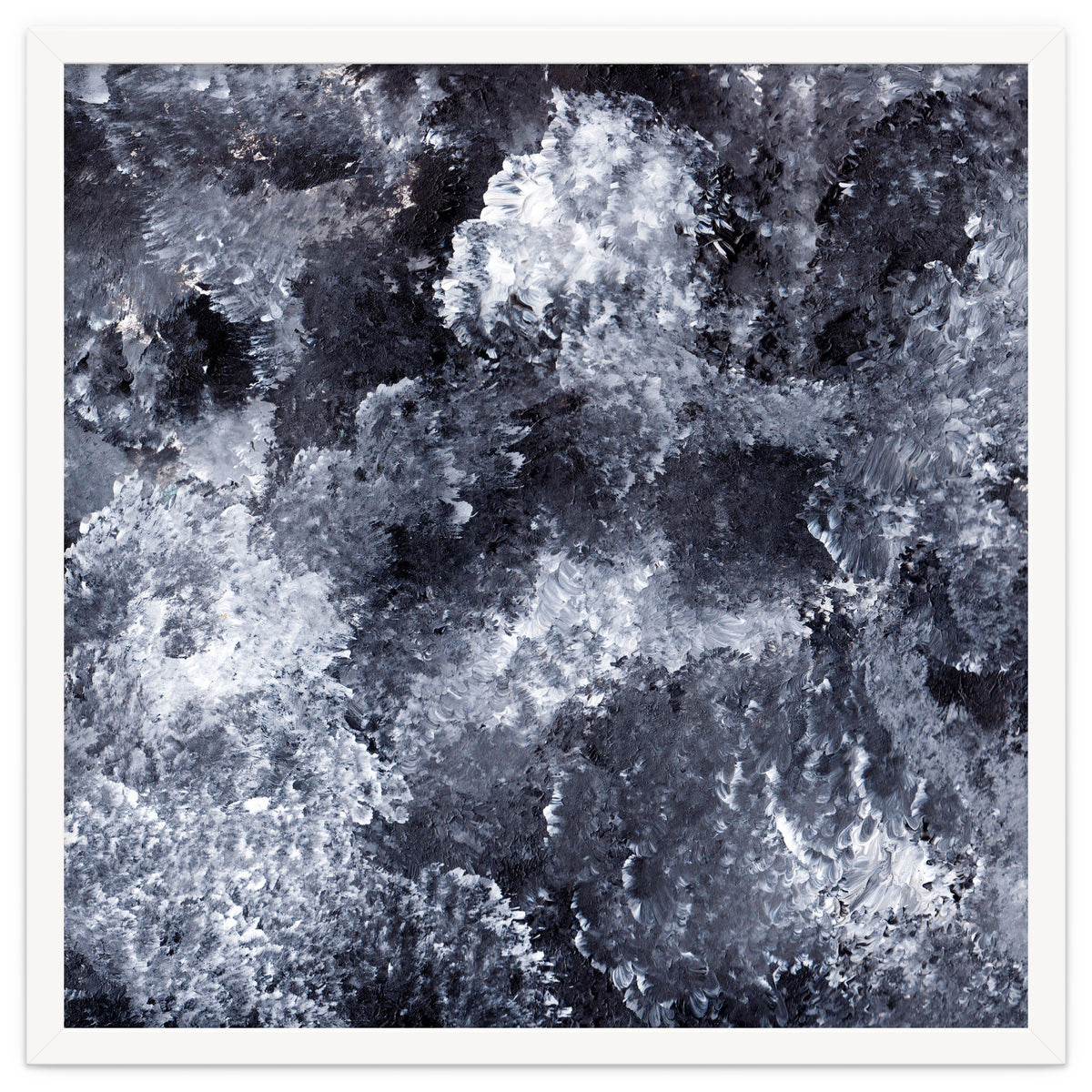 Modern Black White Acrylic Paint Brushstroke Ocean Waves